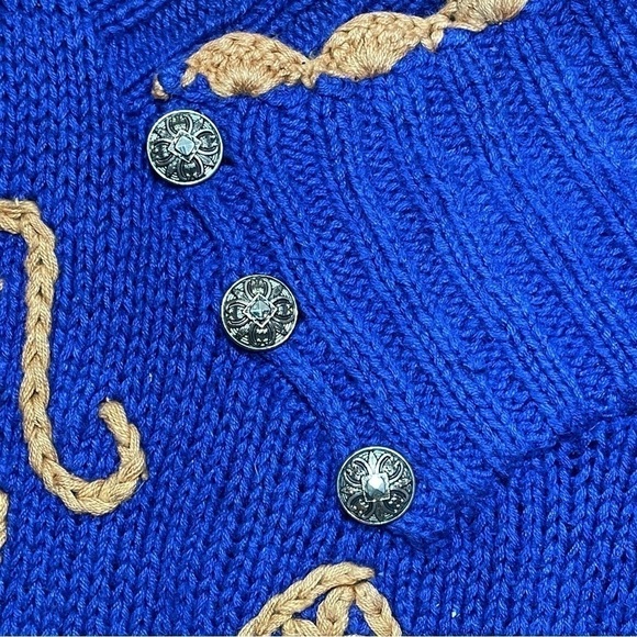 Vintage Jennifer Reed Hand Made MultiColor Embroidered Sweater Medium Christmas - Picture 12 of 14